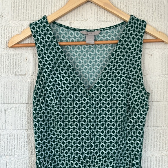 H&M green and white diamond pattern dress sleeveless dress - Picture 3 of 7